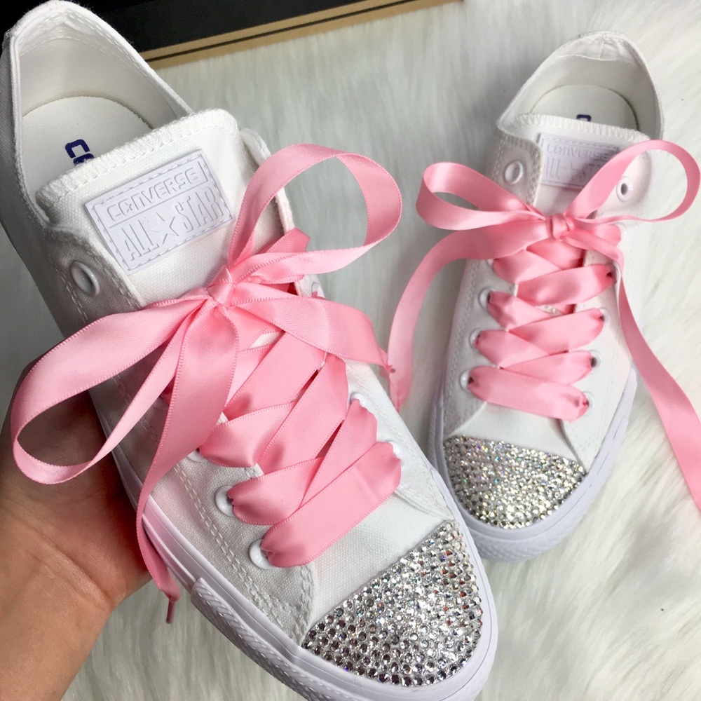 Bling Swarovski Crystal CONVERSE With Satin Laces - Picture 3 of 6